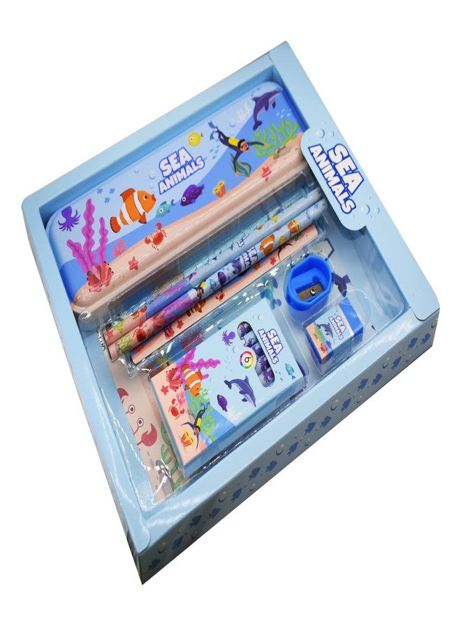 Asera مجموعة هدايا أدوات مكتبية من أسيرا للأطفال كهدايا تذكارية لأعياد الميلاد (عبوة واحدة) (حيوانات بحرية) | متعدد الألوان - Image 2